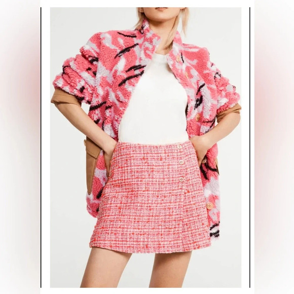 CLAUDIE PIERLOT Tweed Skort Neon Pink - Picture 1 of 8